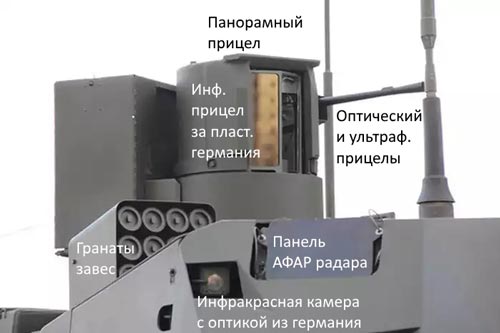 Башня Т-14 с хорошо видимыми инфракрасными приборами. Источник: wikipedia.org