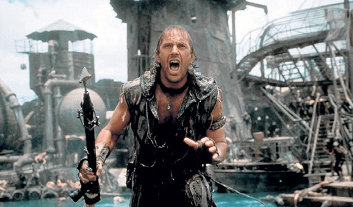 В фантастической картине «Водный мир» (1995) герой Кевина КОСТНЕРА бесстрашно сражается с остатками «криминальных элементов» за пресную воду