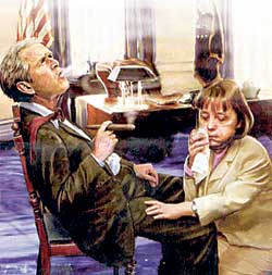 ХИТРОСТИ ДИПЛОМАТИИ: встретившись с Бушем, федеральный канцлер Ангела Меркель нашла точки соприкосновения между Германией и США